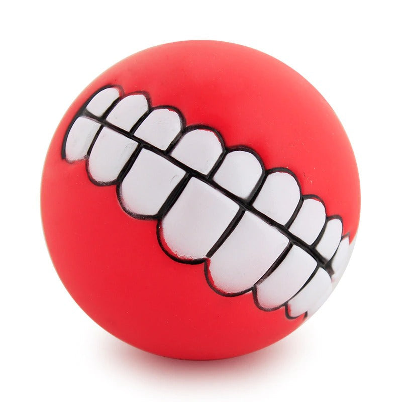 Rubber Squeaky Teeth Ball Dog Chew Toy
