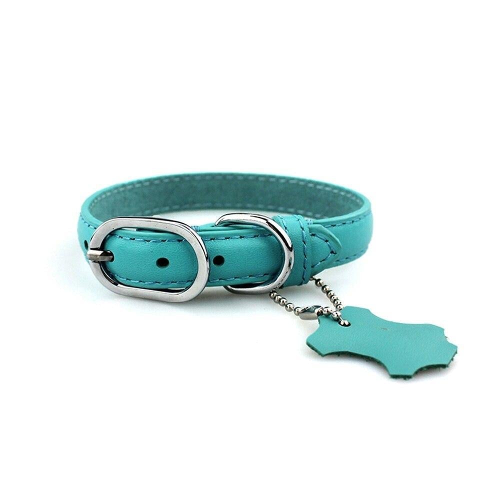 PU Leather Dog Neck Collar with Hangtag