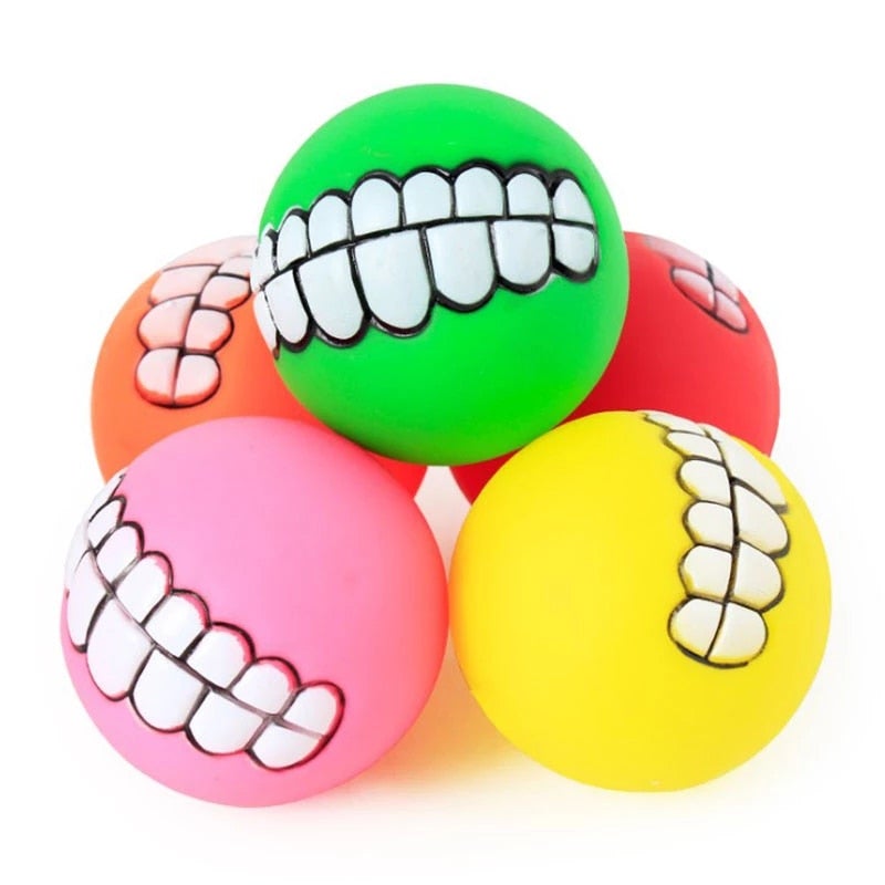 Rubber Squeaky Teeth Ball Dog Chew Toy