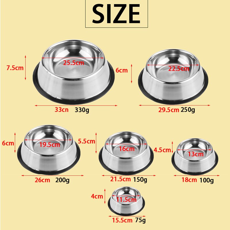 Stainless Steel Non-slip Feeding Bowl For Pets
